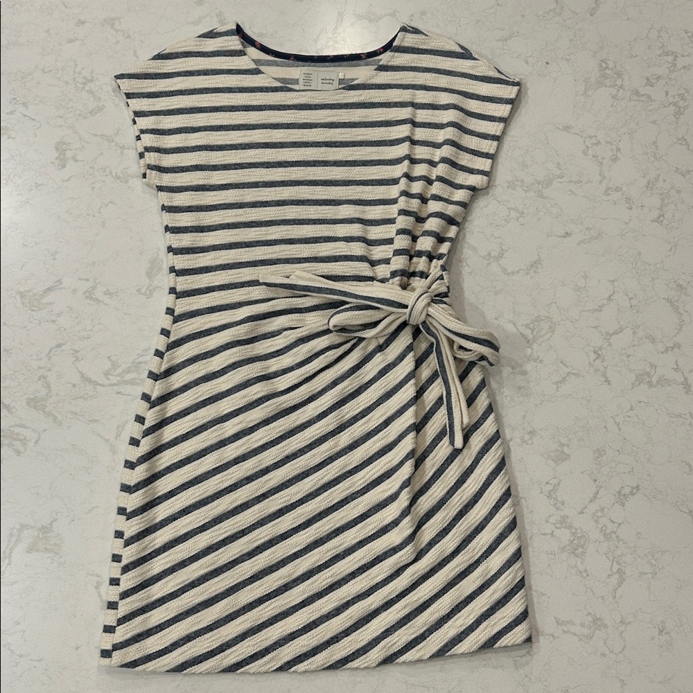 Anthropologie Saturday Sunday Striped Yael Side Tie Dress Shift Terrycloth - Picture 11 of 14